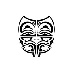 Fototapeta premium Ornamental faces. Maori tribal patterns. Suitable for prints. Isolated on white background. Black ornament, vector illustration.