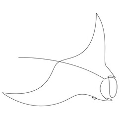 Manta ray or stingray illustration drawn by one line. Minimalist style vector illustration