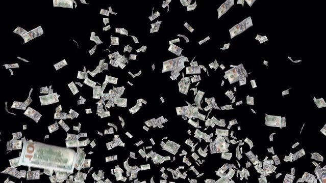 Money Realistic Falling with alpha channel. This work is money dollar fall with depth of field and separate alpha channel place on background.