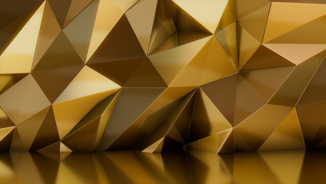 Modern Product Stage with Gold 3D Wall. Luxurious Interior Design Background.