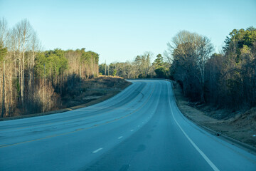morning drive on a secondary road in york sc