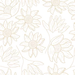 Keuken spatwand met foto Elegant hand drawn golden floral seamless pattern © mariadeta