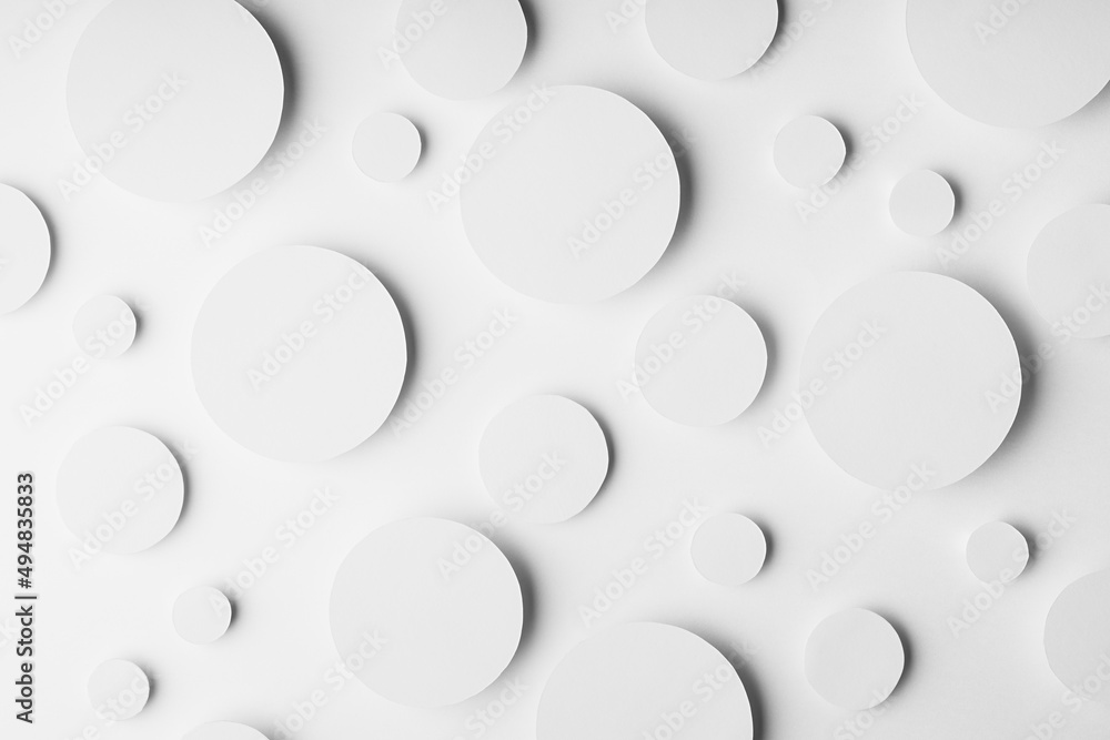 Poster white simple geometric background with circles in soft light as softness tender airy pattern, top vi