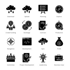 Smart Business Glyph Icons - Solid, Vectors; - obrazy, fototapety, plakaty