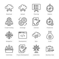 Smart Business Outline Icons - Stroked, Vectors - obrazy, fototapety, plakaty