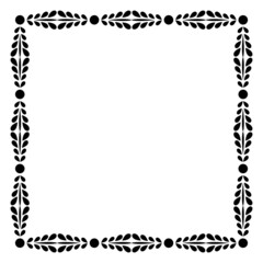 Border frame square pattern. Islamic, indian, greek motifs. Geometric frames in black color isolated on white background
