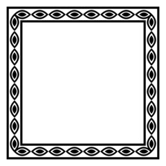 Border frame square pattern. Islamic, indian, greek motifs. Geometric frames in black color isolated on white background