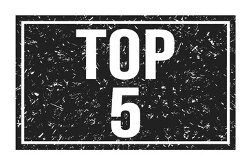 TOP 5, words on black rectangle stamp sign
