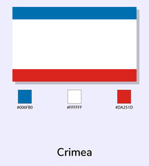 Vector Illustration of Crimea flag isolated on light blue background. Illustration Crimea flag with Color Codes. As close as possible to the original. ready to use, easy to edit.