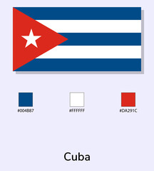 Obraz na płótnie Canvas Vector Illustration of Cuba flag isolated on light blue background. Illustration National Cuba flag with Color Codes. As close as possible to the original. ready to use, easy to edit.