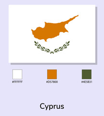 Vector Illustration of Cyprus flag isolated on light blue background. Illustration National Cyprus flag with Color Codes. As close as possible to the original. ready to use, easy to edit.