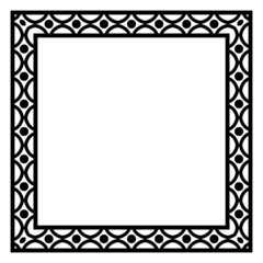 Border frame square pattern. Islamic, indian, greek motifs. Geometric frames in black color isolated on white background