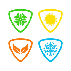 Four seasons symbols concept design isolated on white background