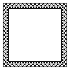 Border frame square pattern. Islamic, indian, greek motifs. Geometric frames in black color isolated on white background