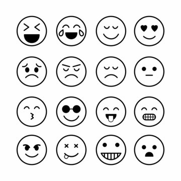 outline emoji set vector icon