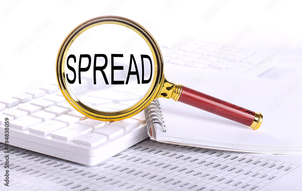 Poster spread word through magnifying glass on keyboard on the chart
