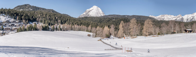 woods, slopes and ski runs at Geigenbuhellift, Seefeld, Austria