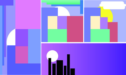 Abstract pattern background rectangular and circle, abstract city illustration 