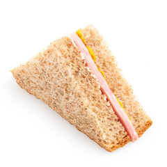 Ham and mustard wholewheat triangle sandwich.