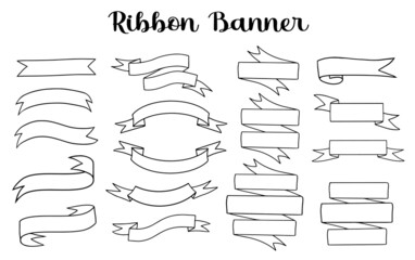 Outline Set of ribbon banners vector