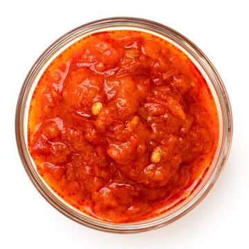 Ajvar In A Glass Bowl From Above.