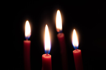 Candles lit at night, using candles when there is no electricity