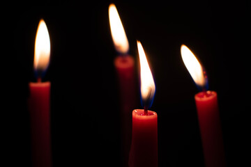 Candles lit at night, using candles when there is no electricity