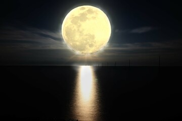 Fototapeta na wymiar 海上の月