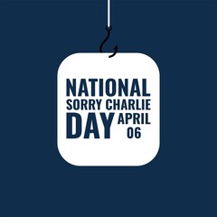 Fishing Hook and Paper Icon Vector with National Sorry Charlie Day inscription, National Sorry Charlie Day Design Concept, suitable for social media post templates, posters, greeting cards, banners.
