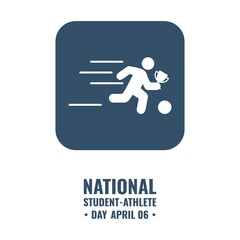 Vector Icon of People Running with trophies and dribbling, National Student Athlete Day Design Concept, suitable for social media post templates, posters, greeting cards, banners, background.