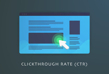 Click-through Rate or CTR concept. Online advertising campaign and marketing strategy with ad banner - obrazy, fototapety, plakaty