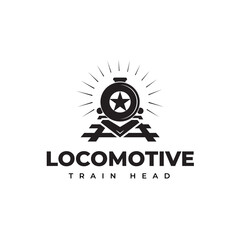 Railroad locomotive logo, luminous symbol and creative railroad track, icon symbol, letter O and star