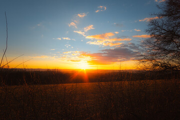 Fototapeta premium sunset over the field
