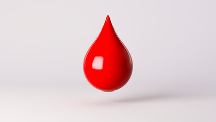 pharma red drop or blood drop isolated on white background. Symbol or sign. 3d render - obrazy, fototapety, plakaty