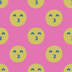 Seamless vector facial expression pattern. Repeat chat emoji background for fabric, textile, wrapping, cover etc.	