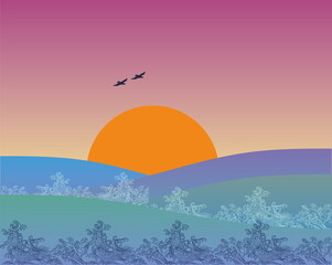 sunset and sunrise at sea