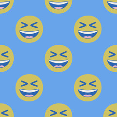 Seamless vector facial expression pattern. Repeat chat emoji background for fabric, textile, wrapping, cover etc.	