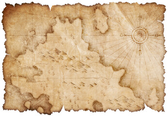 Fototapeta premium medieval nautical or pirates map isolated