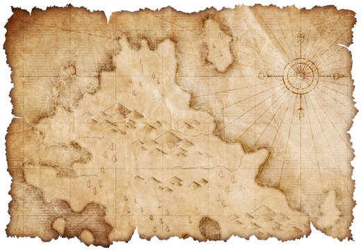 medieval nautical or pirates map isolated