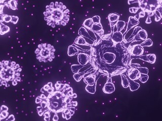 Virus image from 3D rendering. Blue virus.