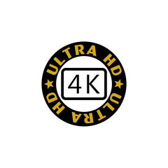 4K Ultra HD badge icon isolated on white background