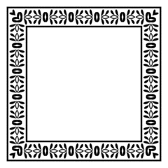 Border frame square pattern. Islamic, indian, greek motifs. Geometric frames in black color isolated on white background