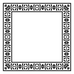 Border frame square pattern. Islamic, indian, greek motifs. Geometric frames in black color isolated on white background