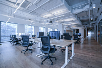 Interior of modern empty office building.Open ceiling design.