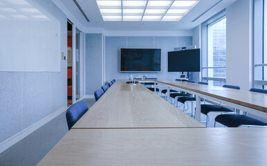 Interior of modern empty office building.Open ceiling design.