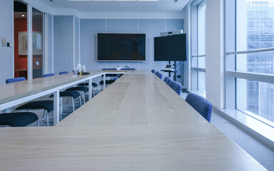 Interior of modern empty office building.Open ceiling design.