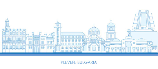 Outline Skyline panorama of city of Pleven, Bulgaria - vector illustration © Stoyan Haytov
