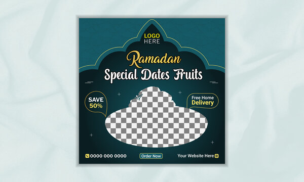 Ramadan special dates fruit sale social media post and web banner template