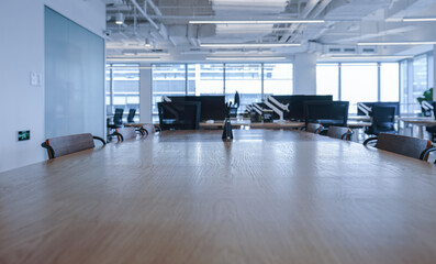Interior of modern empty office building.Open ceiling design.