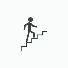 upstair, up, ladder, person, man, up, step icon vector isolated. stair, stairway sign symbol 